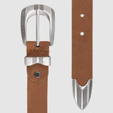 Cinturón Western cuero café miel con hebilla metálica vintage | Accesorios MONOIC Studios