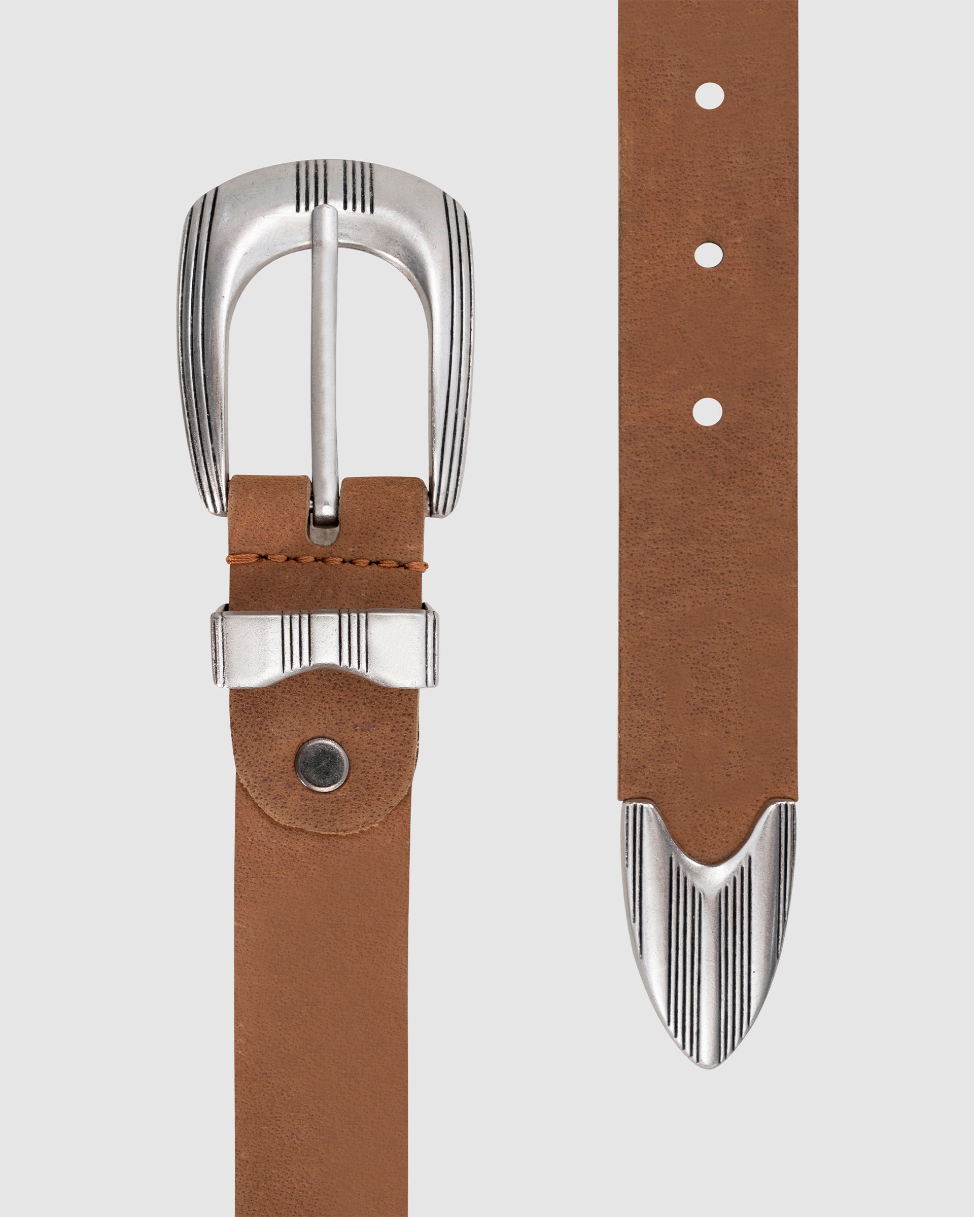 Cinturón Western cuero café miel con hebilla metálica vintage | Accesorios MONOIC Studios