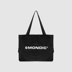 Tote Bag gamuza negra con compartimento para laptop y logo bordado | Bolsos MONOIC Studios