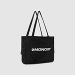 Tote Bag gamuza negra con compartimento para laptop y logo bordado | Bolsos MONOIC Studios