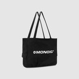 Tote Bag gamuza negra con compartimento para laptop y logo bordado | Bolsos MONOIC Studios