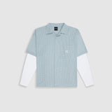 Camisa cuadros tonos claros con doble manga off white y monograma bordado | Camisas MONOIC