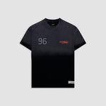 Camiseta Oversized Fit Monza negro desgastado con efecto Degrade y estampados vintage en espalda y pecho |  MONOIC