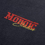 Camiseta Oversized Fit Monza negro desgastado con efecto Degrade y estampados vintage en espalda y pecho |  MONOIC