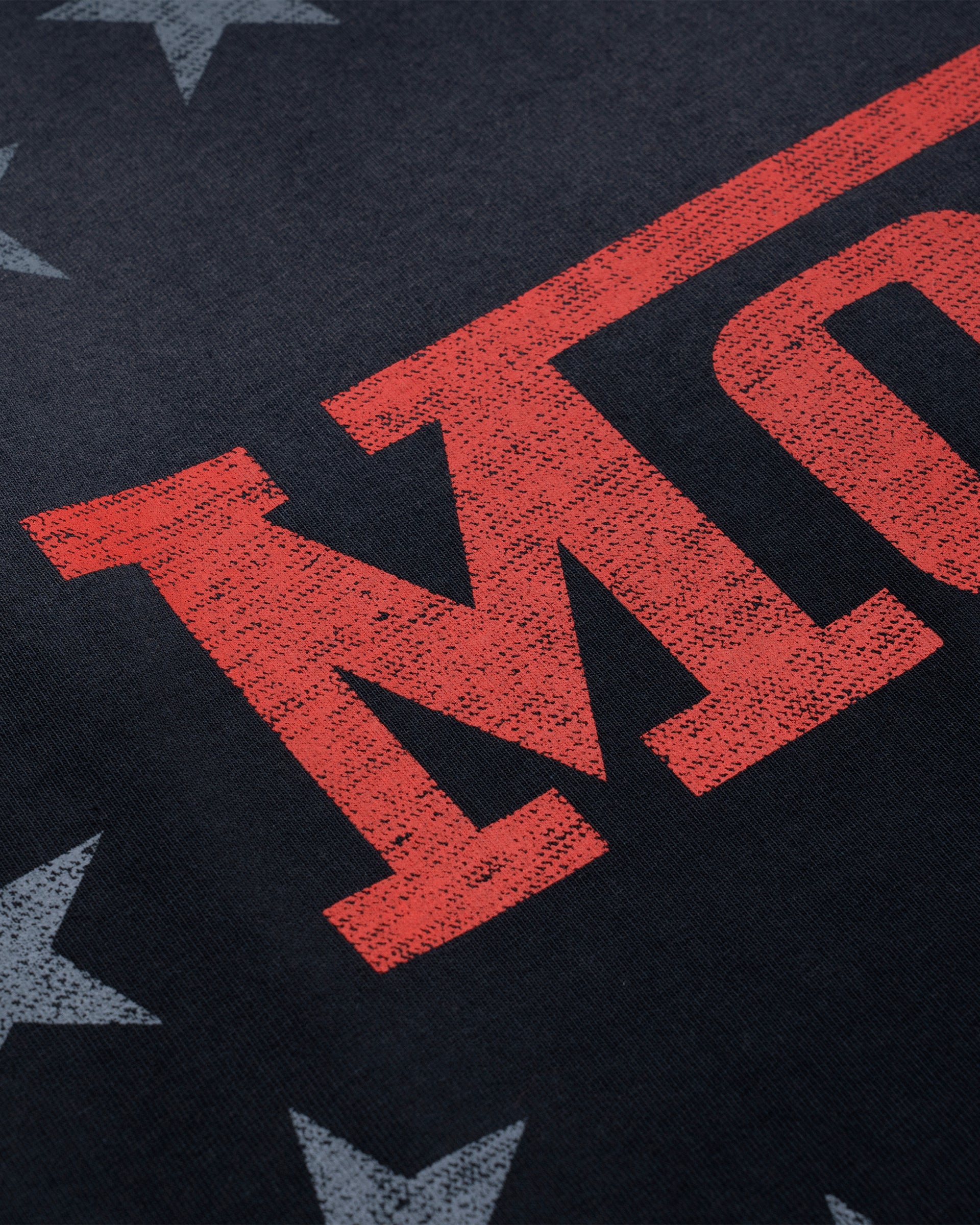 Camiseta Oversized Fit Monza negro desgastado con efecto Degrade y estampados vintage en espalda y pecho |  MONOIC