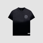 Camiseta Oversized Cavallo negro desgastado con estampados en corrosión en espalda y pecho | MONOIC