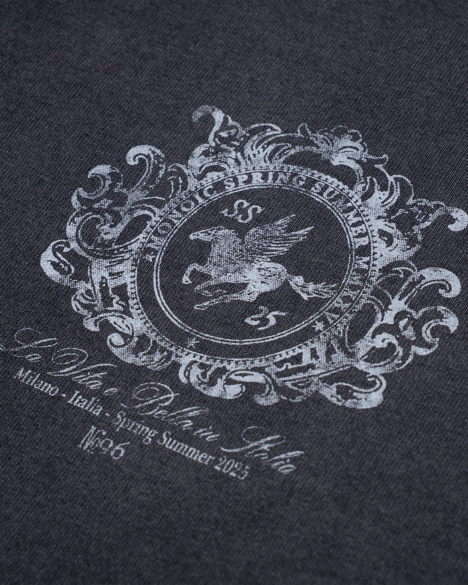 Camiseta Oversized Cavallo negro desgastado con estampados en corrosión en espalda y pecho | MONOIC