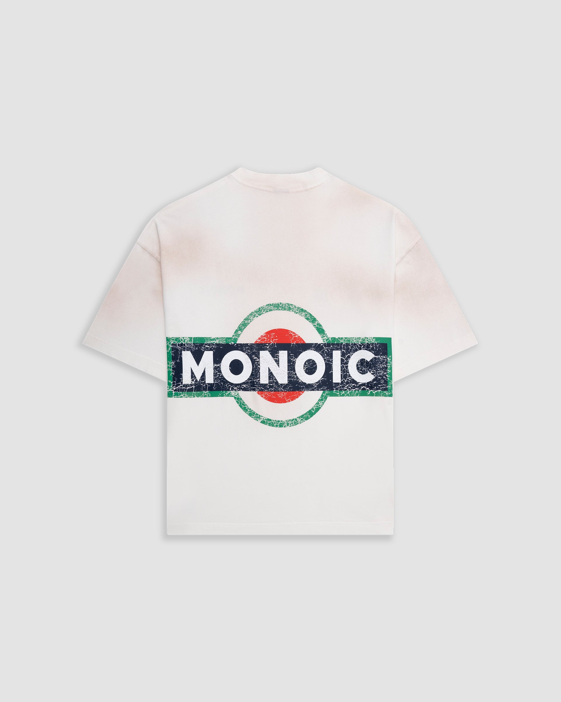 Camiseta Boxy Fit Martini - blanco hueso con estampados desgastados y manchas en aerosol |  MONOIC