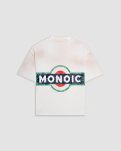 Camiseta Boxy Fit Martini - blanco hueso con estampados desgastados y manchas en aerosol |  MONOIC
