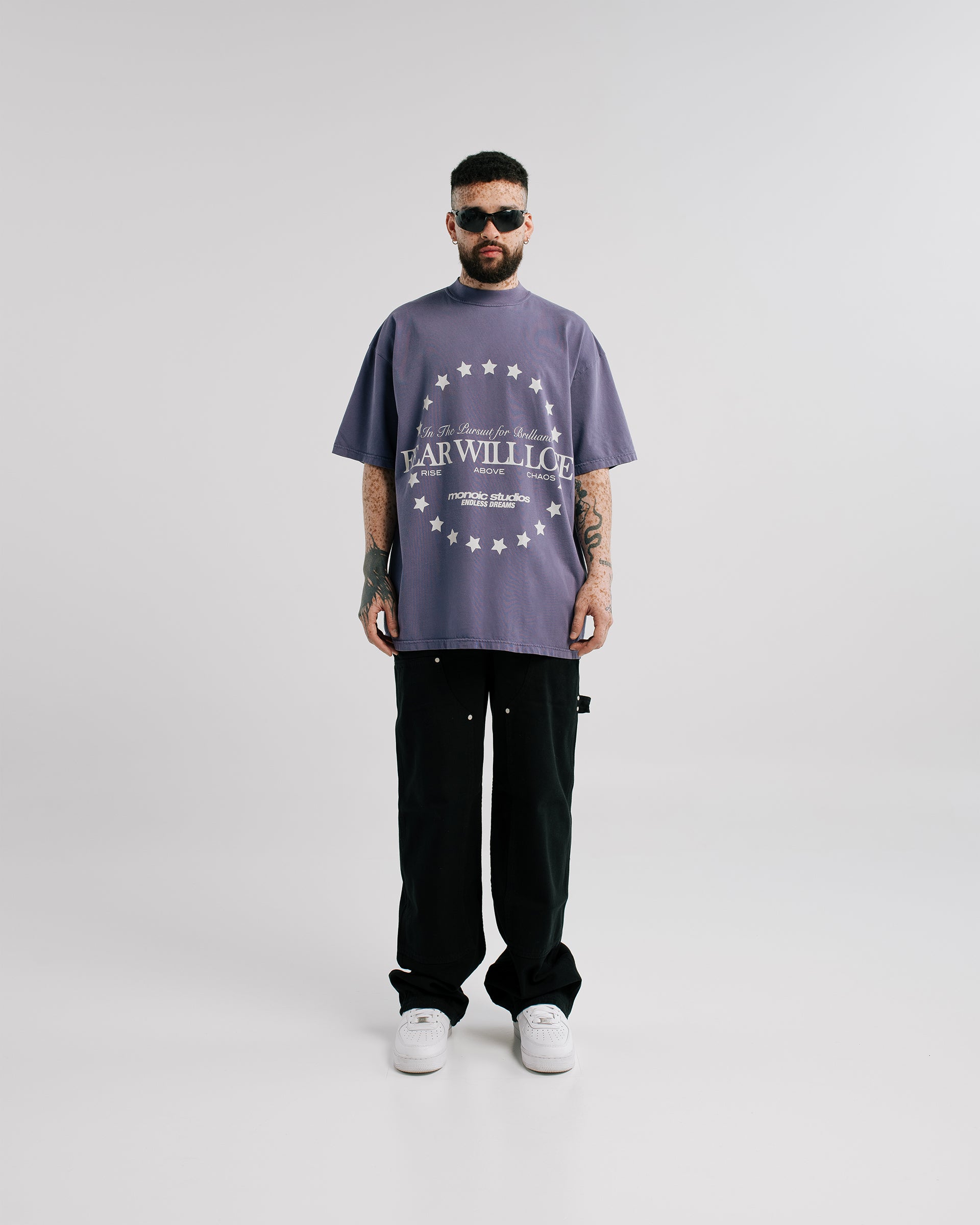 Camiseta Fear Will Lose Morado Desgastado | Camisetas Endless Dreams | Monoic Studios