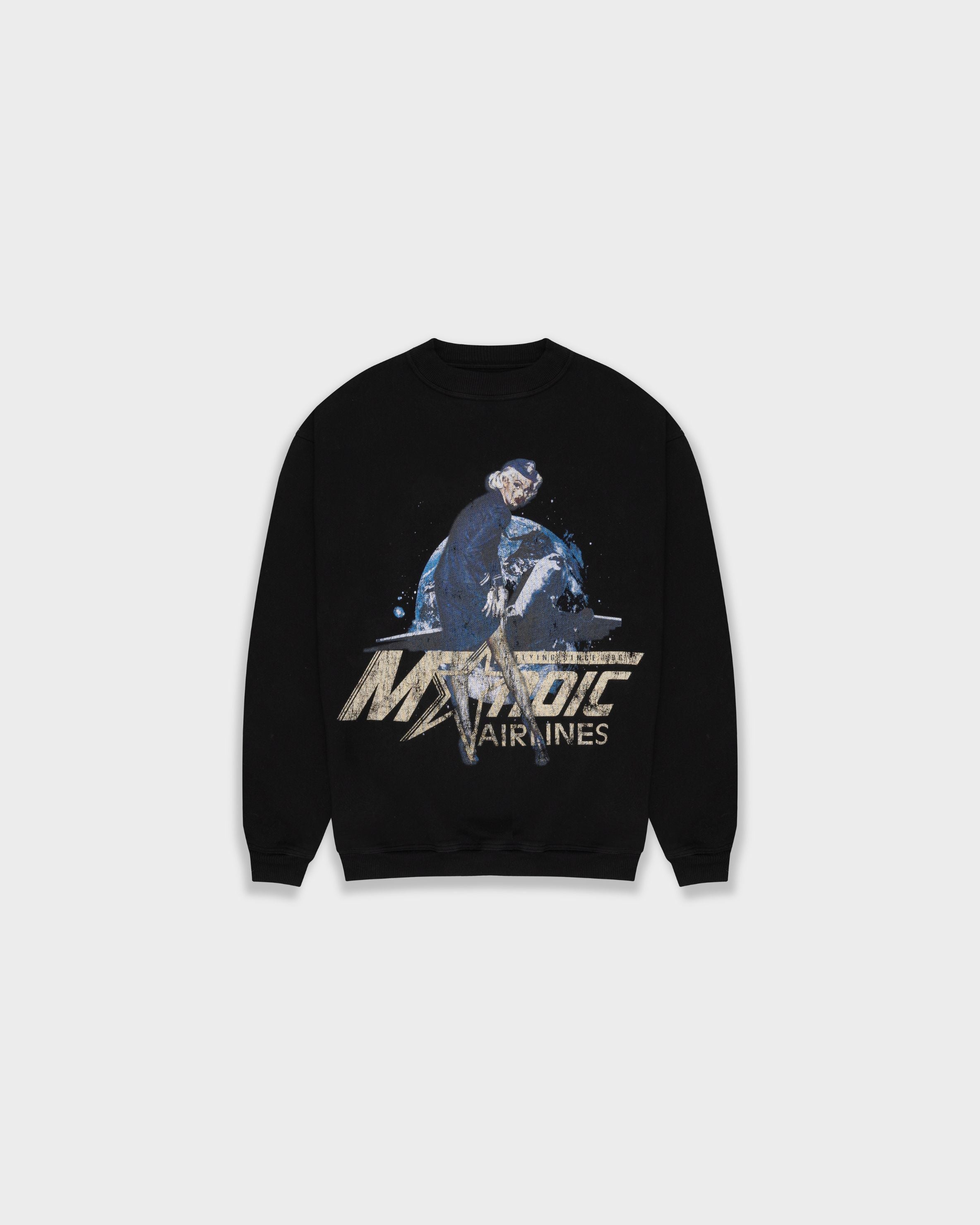 Crewneck World Negro | Crewnecks Monoic Airways | Monoic Studios