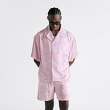 Paisly Bandana Cuban Shirt - Baby Pink