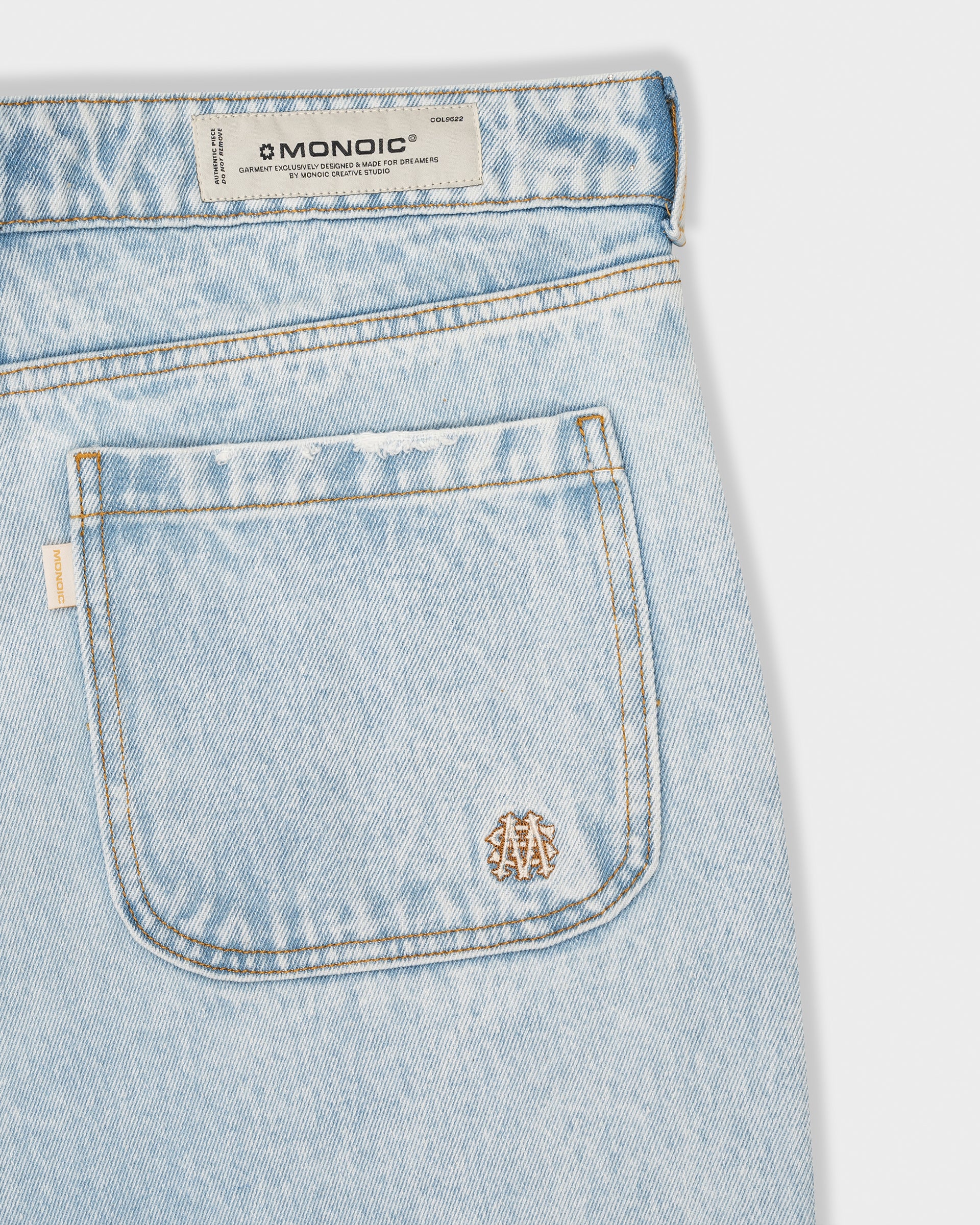  Monoic Denim Jorts Baby Blue | Pantalones Parisian Dreams | Monoic Studios