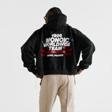 Hoodie Boxy Fit Worldwide Team - Negro Oscuro