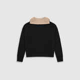 Zip Funnel Neck Knitwear - Negro y Crema