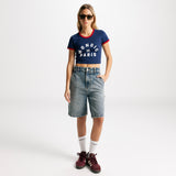 Crop Top Monoic Paris Azul Navy y Rojo | Camisetas Parisian Dreams | Monoic Studios