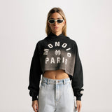 Cropped Hoodie Monoic Paris Negro Degradé | Hoodies Parisian Dreams | Monoic Studios