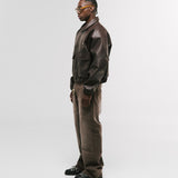 Records Faux Leather Jacket - Café Oscuro