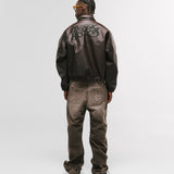 Records Faux Leather Jacket - Café Oscuro