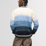 Zip Polo Gradient Knitwear - Azul y Crema