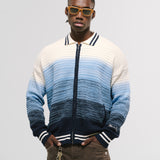 Zip Polo Gradient Knitwear - Azul y Crema
