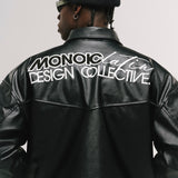 Stars Faux Leather Jacket – Negro Oscuro