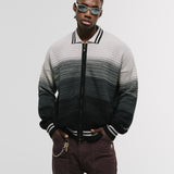 Zip Polo Gradient Knitwear - Negro y Gris
