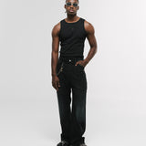 Pocket Straight Pants – Negro Desgastado