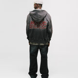 Zip Hoodie Monoic Records - Negro Desgastado