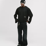 Long Sleeve Boxy T-Shirt – Negro Oscuro