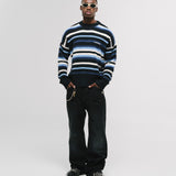 Striped Knitwear Sweater – Azul, Crema y Negro