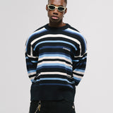 Striped Knitwear Sweater – Azul, Crema y Negro