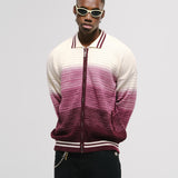 Zip Polo Gradient Knitwear - Burgundy y Crema