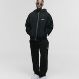 Zip Hoodie Oversized Básico V3 - Negro Oscuro