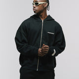Zip Hoodie Oversized Básico V3 - Negro Oscuro
