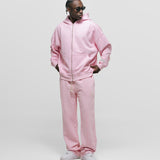 Zip Hoodie Oversized Básico V3 - Rosado Pastel