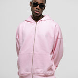 Zip Hoodie Oversized Básico V3 - Rosado Pastel