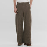 Barrel Fit Houndstooth Trousers - Café