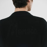 Zip Up Knit Bomber Jacket - Negro