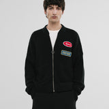 Zip Up Knit Bomber Jacket - Negro