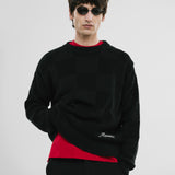 Checkered Knitwear Sweater - Negro