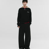 Zip Funnel Neck Knitwear - Negro y Crema