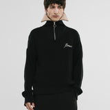 Zip Funnel Neck Knitwear - Negro y Crema