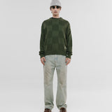 Checkered Knitwear Sweater - Verde Oliva