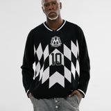 Fútbol Jersey Knit Manga Larga - Negro