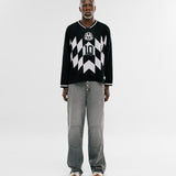 Fútbol Jersey Knit Manga Larga - Negro