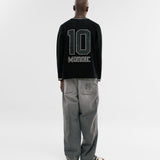 Fútbol Jersey Knit Manga Larga - Negro