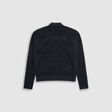 Zip Up Knit Bomber Jacket - Negro