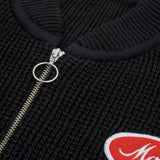 Zip Up Knit Bomber Jacket - Negro
