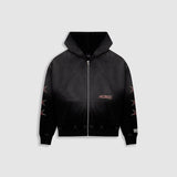 Zip Hoodie Monoic Records - Negro Desgastado